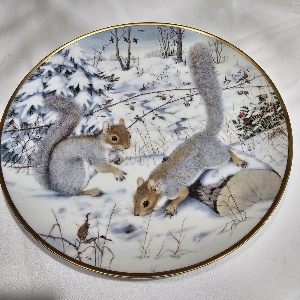 The Woodland Year "Squirreling For Nuts" Collector's Plate by Peter Barrett - Picture 2 of 12